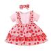 Children Little Girls Dress Summer Strawberry Dress Short Sleeve Clothes Headbands Outfits Child Sundress Streetwear Kids Dailywear Outwear