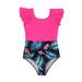 B91xZ Baby Swimsuit Girl Teen Kids Girls Swimsuits OnePiece Kids Black Swimsuits Chest Pads Girl Sun Ruffler Sleeves Floral Hot Pink Sizes 3-4 Years