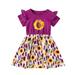 Toddler Baby Girls Ruffle/Short Sleeve Lace Button Leopard Printed Dress Summer Sunflower Beach Dresses Clothes Outfits Child Sundress Streetwear Kids Dailywear Outwear