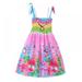 BULLPIANO 2-12 Years Girls Casual Dress Fashion Swing Dress Summer Boho Dress with Necklace