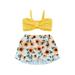 Bagilaanoe Toddler Baby Girls Swimsuits 3 Piece Bikinis Set Print Camisole Bra + Shorts + Ruffle Skirt 9M 12M 18M 24M 3T 4T Kids Swimwear Bathing Suit Beachwear