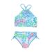 B91xZ Girls Swimsuits Tankini 2 Pcs Girl Swimwear Floral Tops Drawstring Bikini Bottoms Suit Girls Suit Girls Bikini New Split Green Sizes 3-4