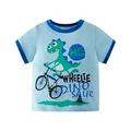 Toddler Boys T-Shirt Tops Kids Baby Summer Cartoon Cute Funny Dinosaur Short Sleeve Crewneck Tee Two Color Optional