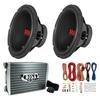 Boss Chaos Exxtreme 12 1200W DVC 4 Ohm Subwoofer (Pair) w/ Amplifier & Wiring