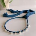 Anthropologie Accessories | Anthropologie Celia Pearl And Rhinestone Tiara-Style Bow Scarf Headband | Color: Blue | Size: Os