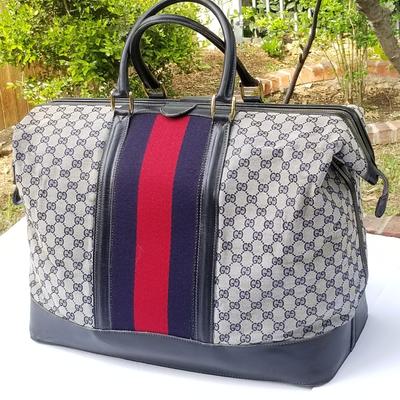 Gucci Bags | Extra Pics For Rare Vintage Gucci Web Travel Weekender Boston Train Case Luggage | Color: Blue/Red | Size: Os