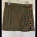 Free People Skirts | Free People Army Green Denim Tortoise Side Button Mini Skirt Sz 4 | Color: Green | Size: 4