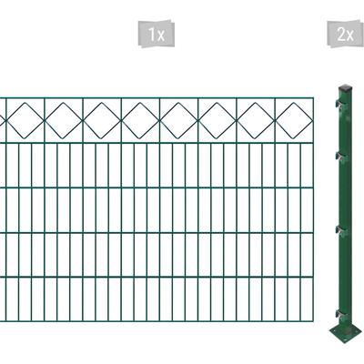 Doppelstabmattenzaun ARVOTEC "ESSENTIAL 100 zum Aufschrauben "Karo" mit Zierleiste", grün (dunkelgrün), H:100cm, Stahl, 