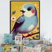 Red Barrel Studio® Cute Blue Cartoon Bird Sitting on a Branch II - Print on Canvas Metal in Blue/Yellow | 32 H x 24 W x 1 D in | Wayfair