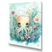 Sunside Sails Cute Little Baby Octopus Surrounded by Flowers II - Print on Canvas Metal in Blue/Orange/Pink | 32 H x 16 W x 1 D in | Wayfair