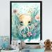 Sunside Sails Cute Little Baby Octopus Surrounded by Flowers II - Print on Canvas Metal in Blue/Orange/Pink | 40 H x 30 W x 1.5 D in | Wayfair