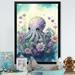 Sunside Sails Kauva Cute Little Baby Octopus Surrounded by Flowers I - Print on Canvas in Blue/White | 20 H x 12 W x 1 D in | Wayfair