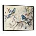 Red Barrel Studio® Two Birds Sitting on a Branch Vintage Watercolor II - Print on Canvas Metal in Blue | 30 H x 40 W x 1.5 D in | Wayfair
