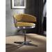 17 Stories Wilmut Swivel Adjustable Height Bar Stool Upholstered/Leather/Metal/Genuine Leather in Gray/Yellow | 23.6 W x 23.4 D in | Wayfair