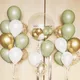 Ballons en latex avec confettis rétro verts et dorés décorations de fête d'anniversaire pour