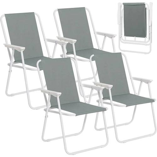 Klappstuhl Gartenstuhl 4er-Set, Klappbarer Kunststoff-Stuhl, Campingstuhl Faltbar für Garten &