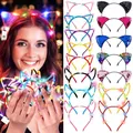 Bandeau de fête oreilles de chat antidérapant 15 pièces serre-tête de fête lumineux Led