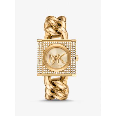 Michael Kors Mini Lock Pavé Gold-Tone Chain Watch Gold One Size