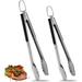 2-piece stainless steel food cooking tongs (9 inches and 12 inches) locking kitchen tongs with non-slip handles perfect for cooking grilling and serving