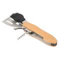 Foldable Multifunction Grilling Tongs Fork Wine Opener Wood Handle Garden Picnic Hiking Barbecue Kitchen Cooking Tools