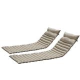 2 Pieces Set Outdoor Lounge Chair Cushions Patio Chaise Lounge Replacement Cushions Funiture Seat Cushions Chair Pads Set of 2 (Khaki-2 pcs)