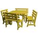 Kunkle Holdings LLC Square Picnic Dining Table and Bench Set Pine 43 Canary Yellow