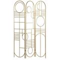 DecMode Modern 3 Panel Metal Room Divider Screen with Geometric Pattern and Gold Finish 50 W x 69 H