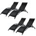 JUSTMAE Outdoor Aluminum Adjustable Reclining Chaise Lounge Black Black-4pcs