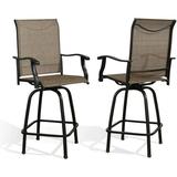 Outdoor 30 Swivel Bar Stools Patio Sling Bar Chairs Set of Two