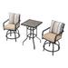 Patio Festival Fabric 3-Piece Outdoor Bistro Set in Black/Beige