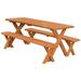 Kunkle Holdings LLC Pine 6 Cross-Leg Picnic Table with 2 Benches Cedar Stain