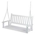 Shine Company Hardwood Patio Porch Swing with Hanging Chains in White