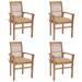 Walmeck Dining Chairs 4 pcs with Beige Cushions Solid Teak Wood