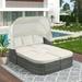 Patio Furniture Sets Outdoor Round Daybed Sunbed Sectional Sofa Set All-Weather PE Rattan Wicker Conversation Sets with Retractable Canopy Coffee Table with Cushions and Pillows for Garden Pool Beige