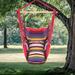 DFITO Chair Hanging Rope Swing Hammock Outdoor Porch Patio Yard Seat with Two Pillows Rainbow
