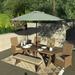 Havenside Home Okaloosa 9ft Deluxe Crank Lift Sunbrella fabric Bronze Patio Umbrella by Base Not Included Spectrum Mist