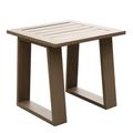 Adirondack Table Outdoor Square Side Table Easy-Maintenance & Weather-Resistant Aluminum Lumber End Tables for Patio Garden Lawn Indoor Outdoor Companion (Brown)