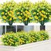 18 Pack Artificial Fake Flowers Outdoor UV Resistant No Fade Boxwood Faux Plastic Shrubs Greenery Plants for Garden Patio Porch Window Box Home Indoor Wedding Farmhouse Hanging Planter Decor (Yellow)