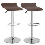 YRLLENSDAN Bar Stools Set of 2 Adjustable Swivel Bar Stool Counter Height Bar Stools with PU Leather & Back Brown