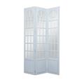 DecMode 44 x 72 Blue Wood Hinged Foldable Partition 3 Panel Room Divider Screen with Window Pane Style Mirror 1-Piece
