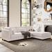Polyester L-Shaped Sectional Sofa with Ottoman, Solid Wood Frame and Spring Reinforced Cushions, Removable Cushions