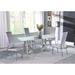 Somette Brunette 5-Piece Dining Set with 60" Glass Top and Gray Motion-back Chairs