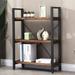 3 Tier Bookcase, Solid Wood Bookshelf Rustic Vintage Industrial Etagere Bookcase, Metal and Wood