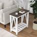 Farmhouse End Table, Rustic Vintage Narrow End Side Table with Storage Shelf for Small Spaces, Nightstand Sofa Table