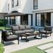 4-Piece Patio Furniture Set, Outdoor Sectional Sofa Set Steel Conversation Set with Loveseat, 2 Armchairs and Coffee Table