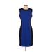 Calvin Klein Cocktail Dress - Sheath: Blue Color Block Dresses - Women's Size P