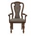 F&L Homes Studio Zsikayyi Tufted Queen Anne Back Arm Chair Dining Chair in Gray Wood/Upholstered in Brown | 42 H x 25 W x 24 D in | Wayfair
