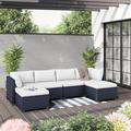 Wade Logan® Babafemi 6-Piece Outdoor Navy Wicker Conversation Set Including Sofa & Ottomans Synthetic Wicker/All - Weather Wicker/Wicker/Rattan | Wayfair