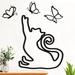 Red Barrel Studio® Cat Plays w/ Butterfly Wall Décor Metal in Black/Gray | 10 H x 7.8 W x 0.2 D in | Wayfair 89A8140E24E84701B17FA38C7D3F4289