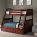 Viv + Rae™ Beckford Twin Over Full Solid Wood Standard Bunk Bed w/ Trundle Wood in Brown/Green | 66 H x 57 W x 78 D in | Wayfair